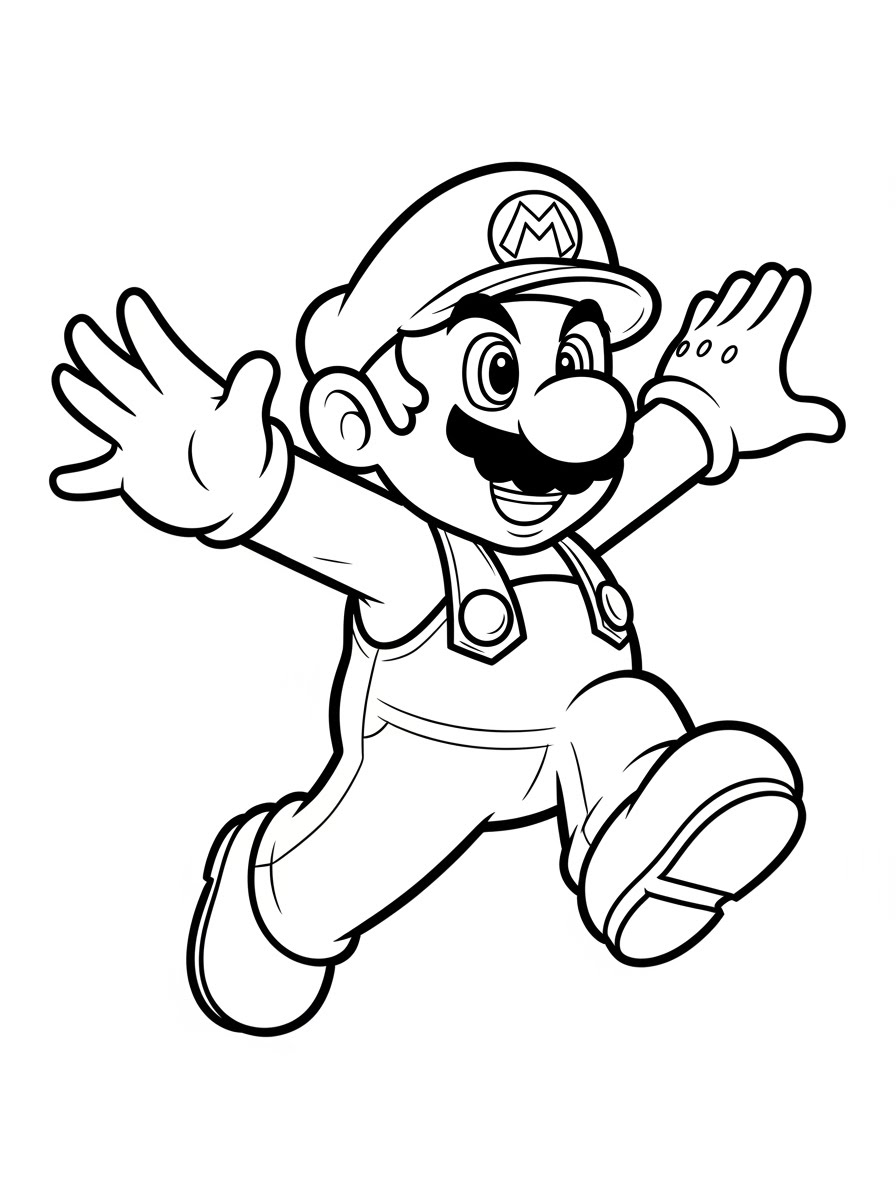 Desenho do Super Mario Bros com o Mario para colorir