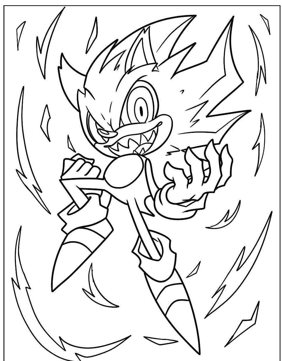 Desenho do Sonic elétrico para imprimir e colorir