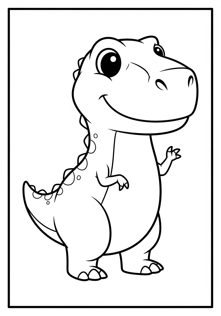 Desenho de T-Rex fofo para imprimir e colorir