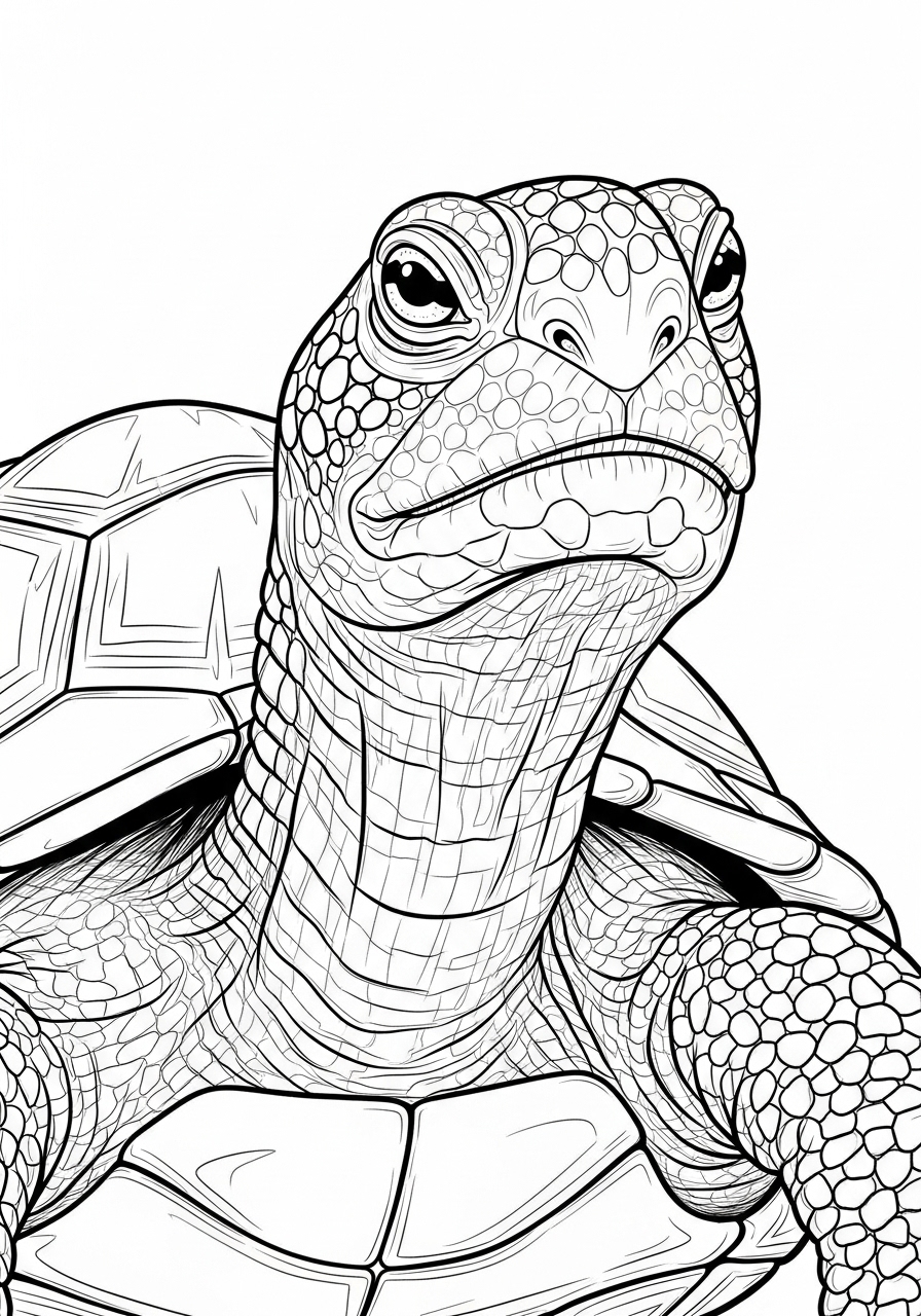 Desenho de Tartaruga com detalhes para colorir