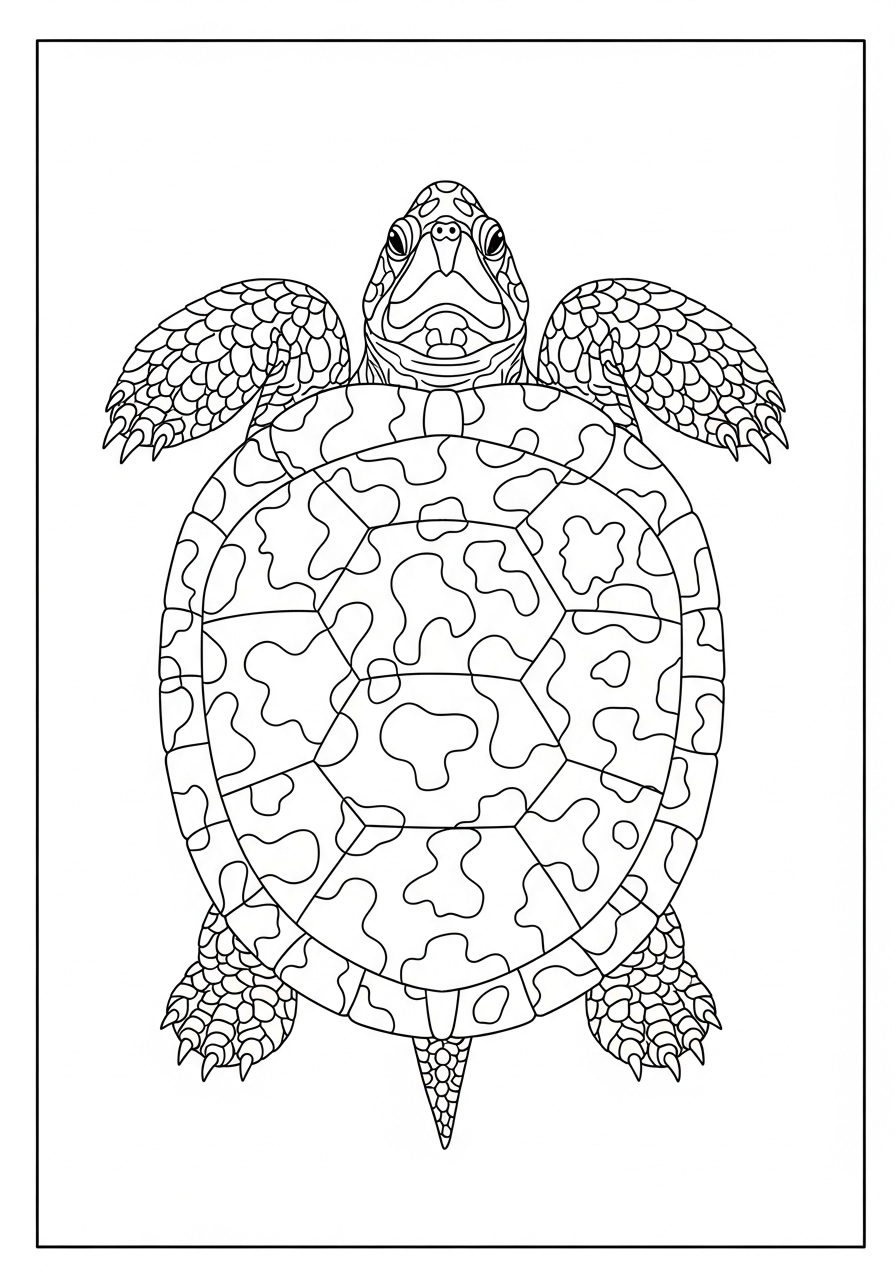 Desenho de Tartaruga vista de cima para colorir