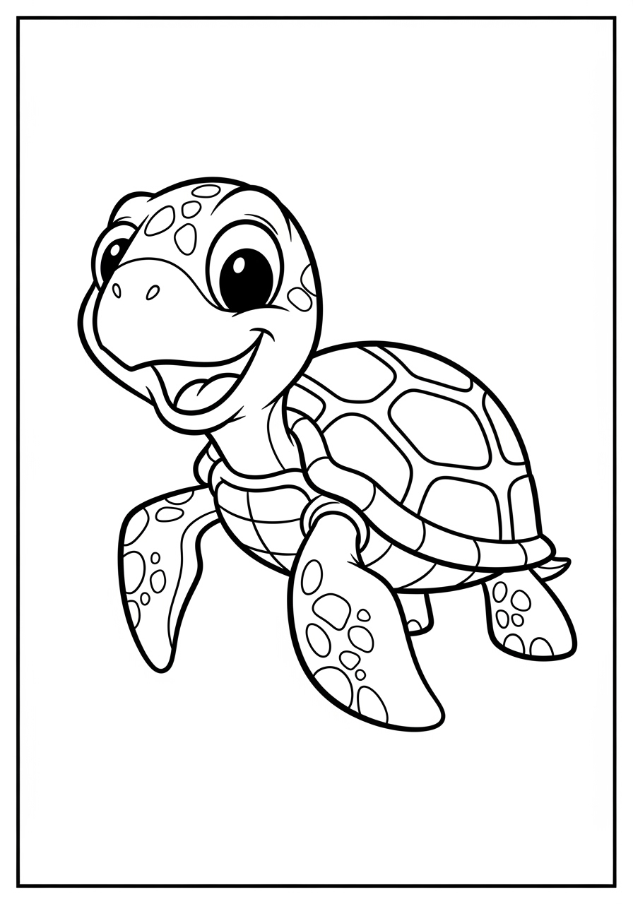 Desenho de Tartaruga sorridente pronta para colorir