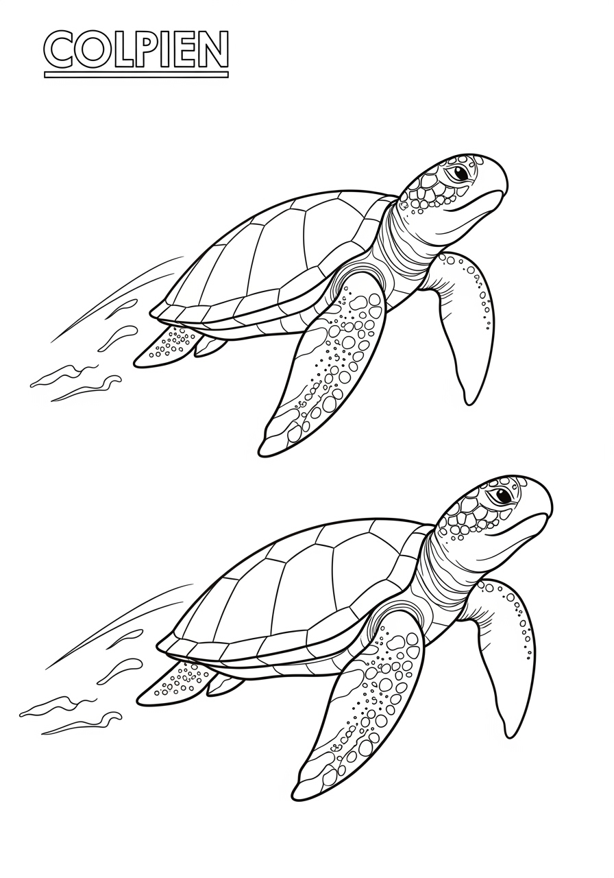 Desenho de Tartaruga nadando em alta velocidade para colorir