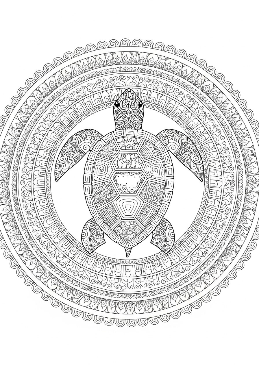 Desenho de Tartaruga em padrão para colorir e imprimir