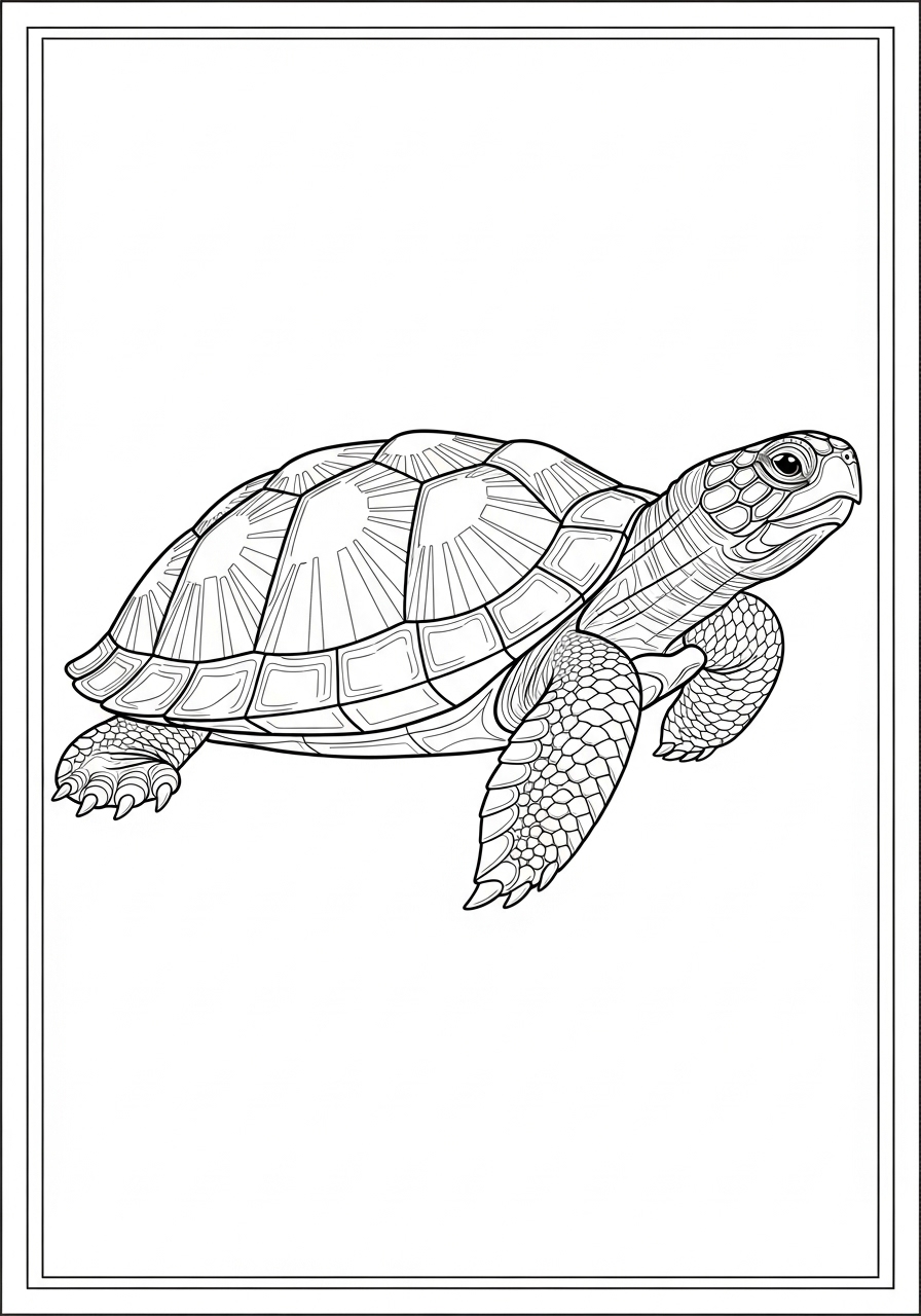 Desenho de Tartaruga em linha para colorir e imprimir