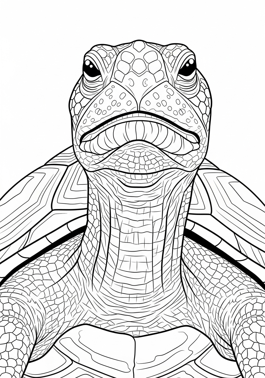 Desenho de Tartaruga com detalhes para colorir