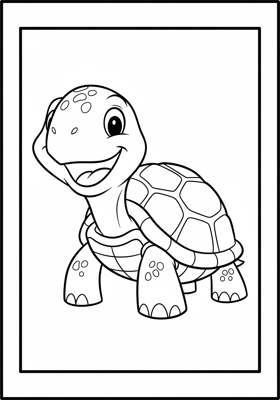 Desenho de Tartaruga sorridente pronta para colorir
