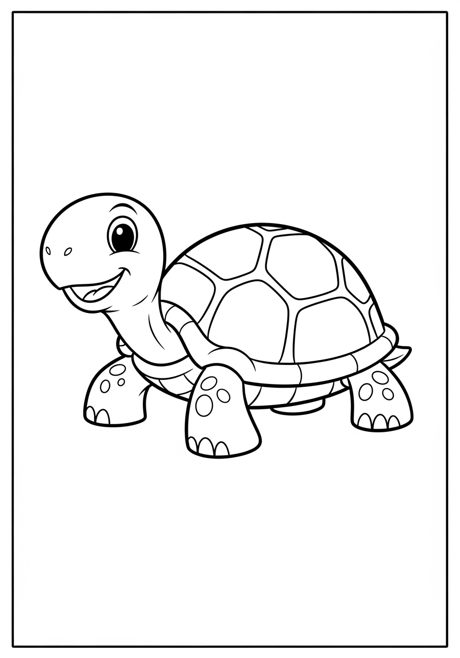 Desenho de Tartaruga sorridente pronta para colorir