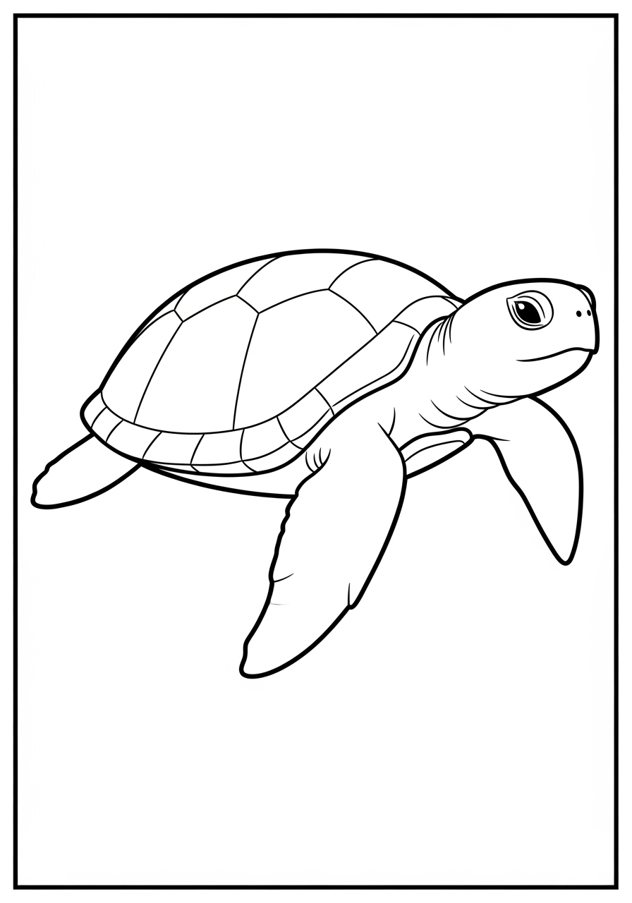 Desenho de Tartaruga nadando com linhas para colorir