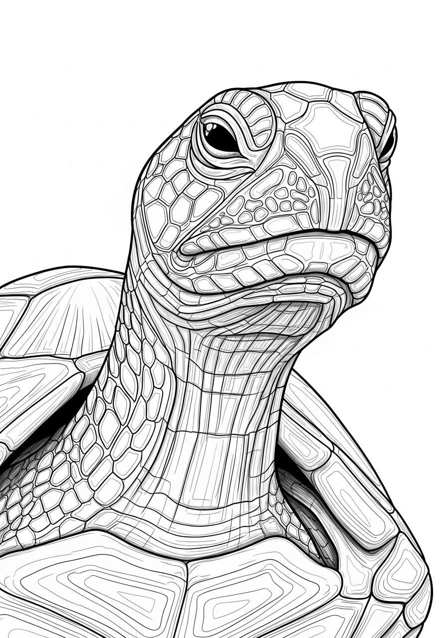 Desenho de Tartaruga em detalhes para colorir