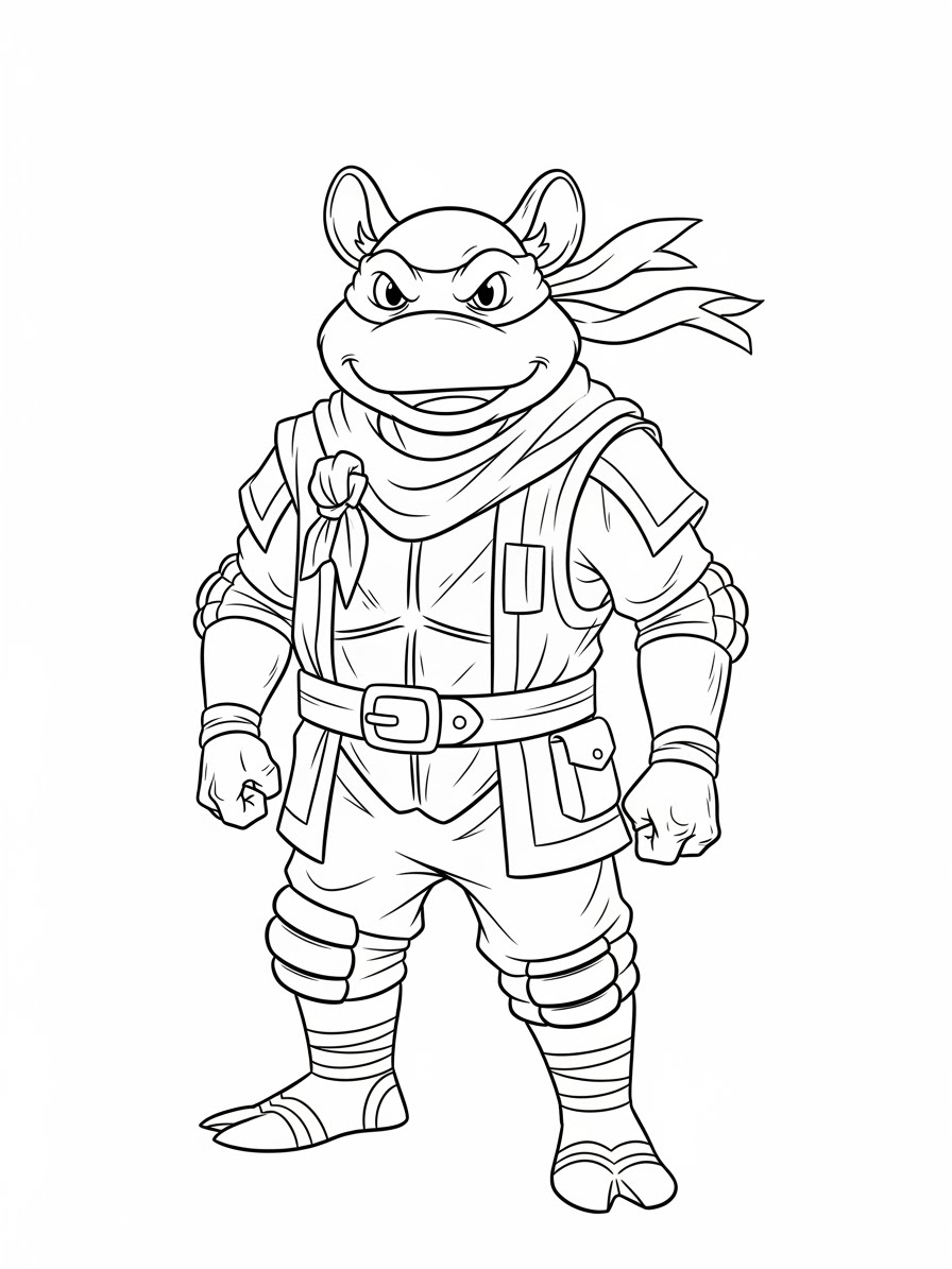 Desenho das Tartarugas Ninja Leonardo pronto para colorir