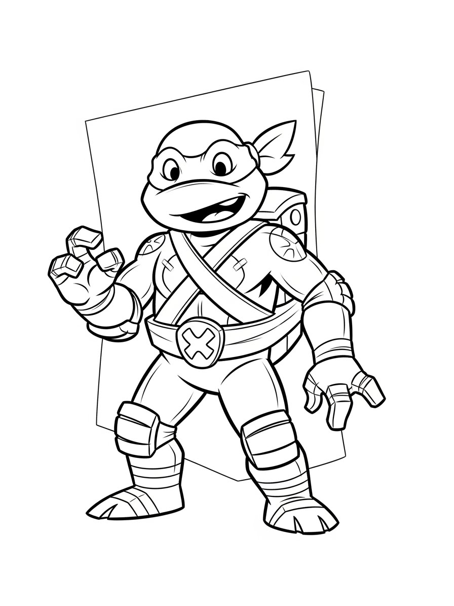 Desenho das Tartarugas Ninja Michelangelo sorrindo para colorir