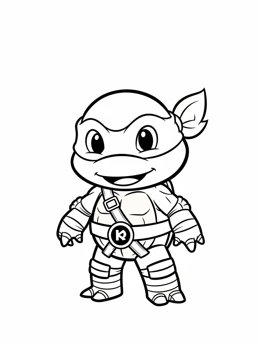 Desenho das Tartarugas Ninja Leonardo simpático para colorir