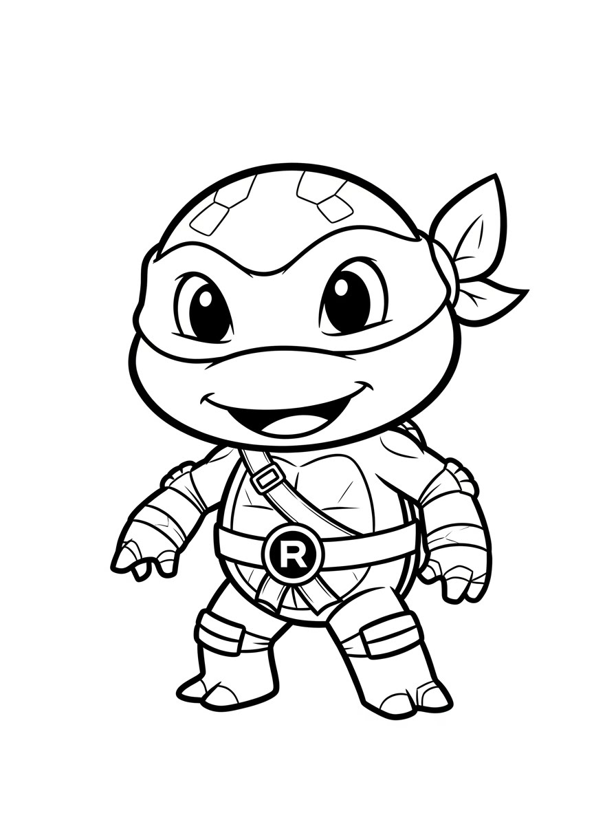 Desenho das Tartarugas Ninja Raphael fofinho para colorir