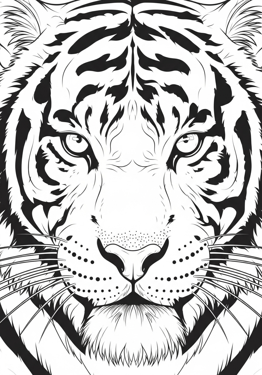 Desenho de Tigre realista fácil a lápis para colorir