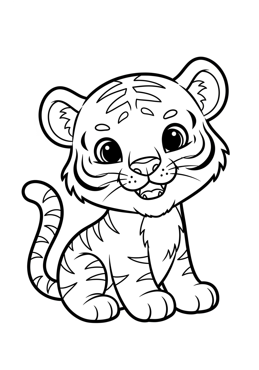 Desenho de Tigre bebê fofinho para colorir