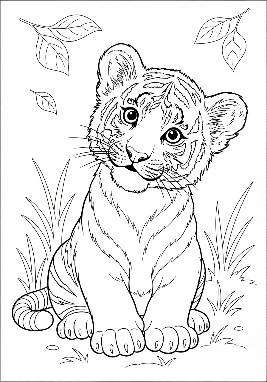 Desenho de Tigre filhote fofo para colorir