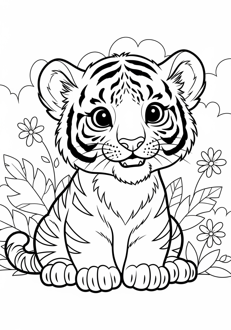 Desenho de Tigre fofo para colorir