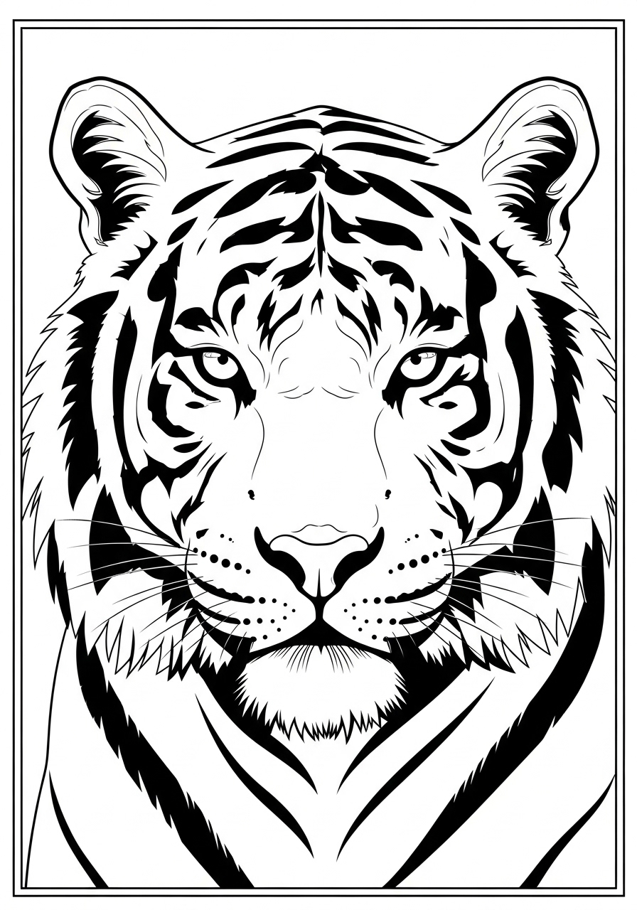 Desenho de Tigre frontal para colorir