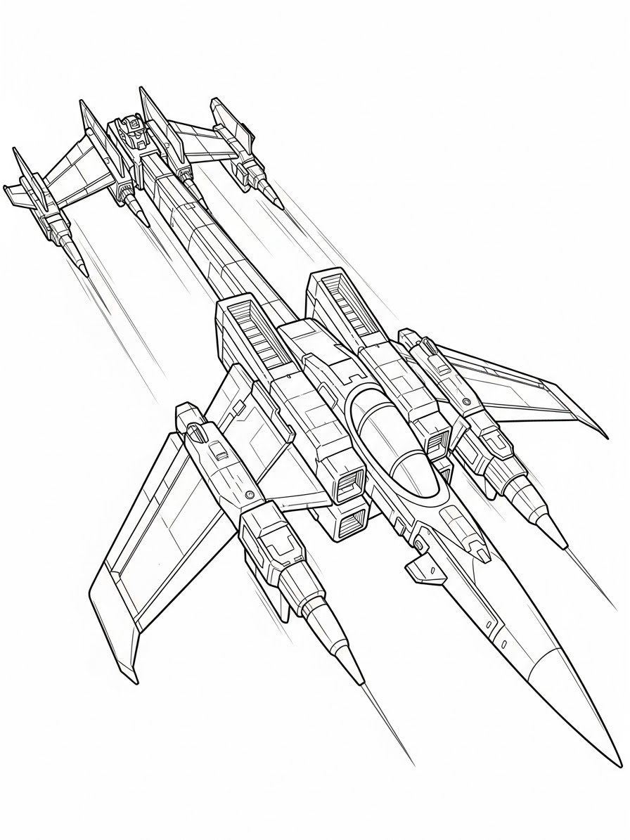 Desenho dos Transformers com uma nave espacial para colorir
