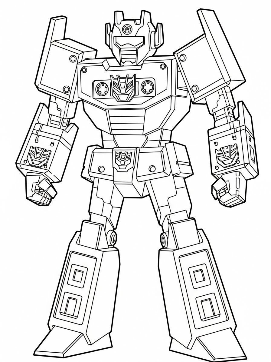 Desenho dos Transformers com robô em pose para colorir