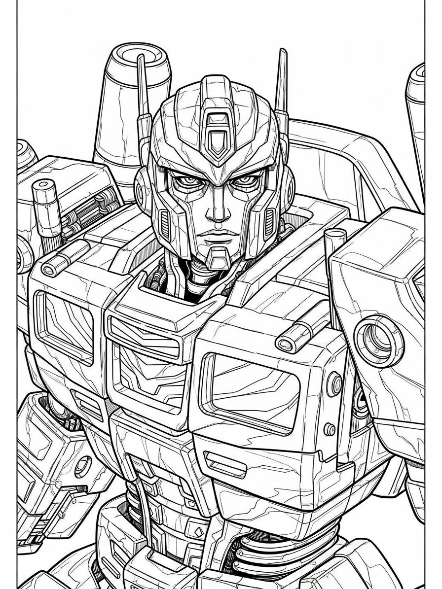 Desenho dos Transformers personagem com detalhes para colorir