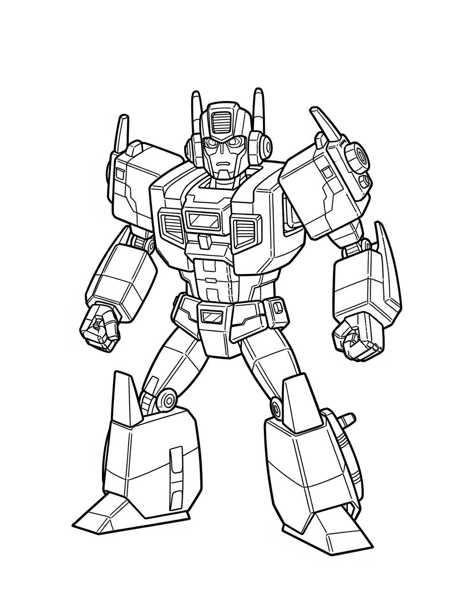 Desenho dos Transformers com personagem masculino para colorir