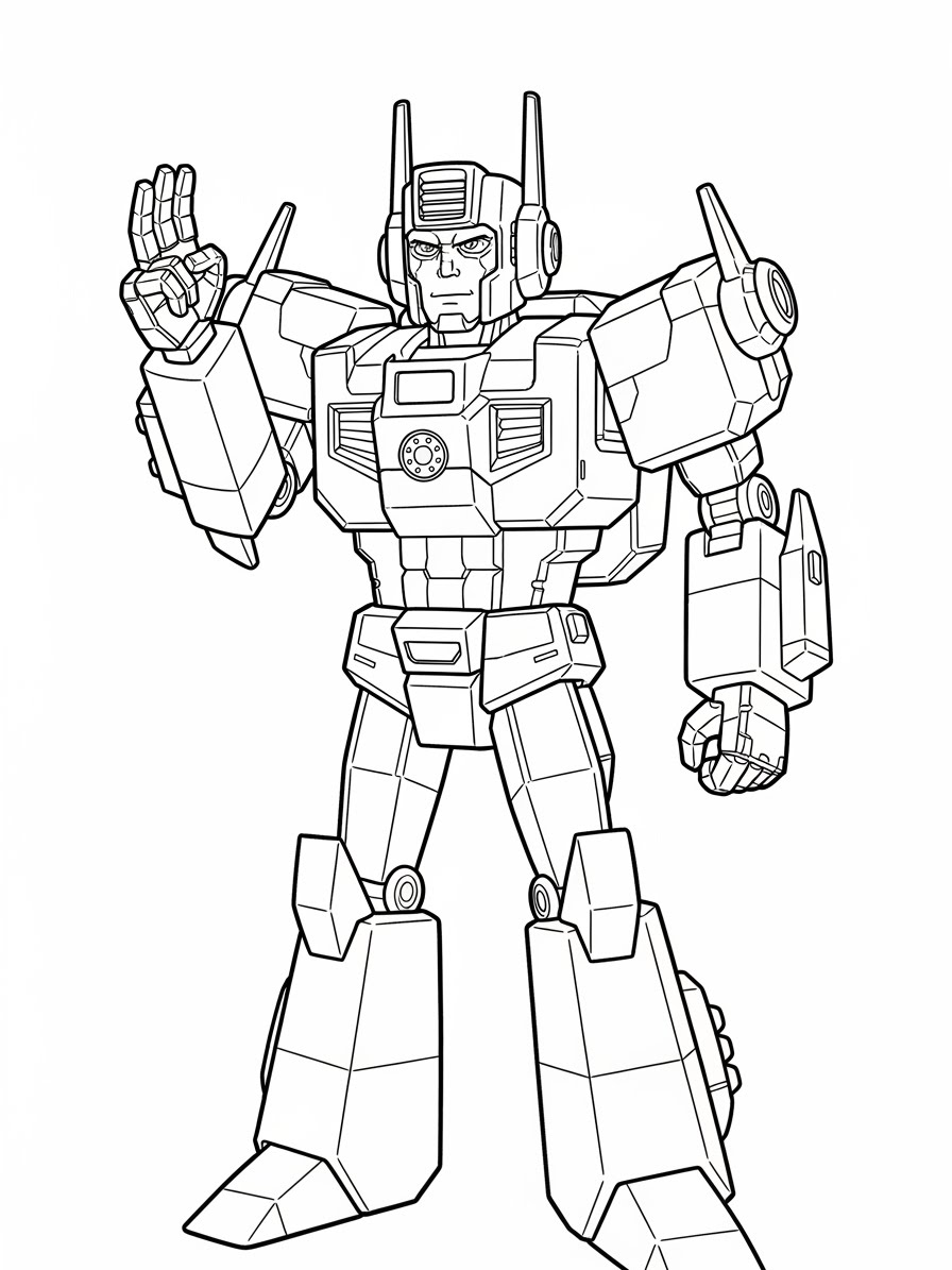 Desenho dos Transformers com personagem robô para colorir