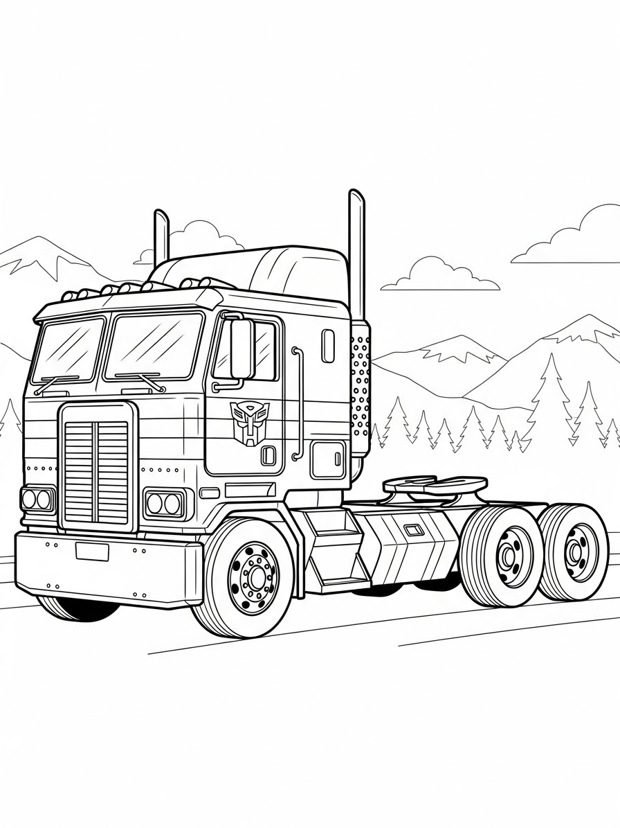 Desenho dos Transformers caminhão optimus prime para colorir