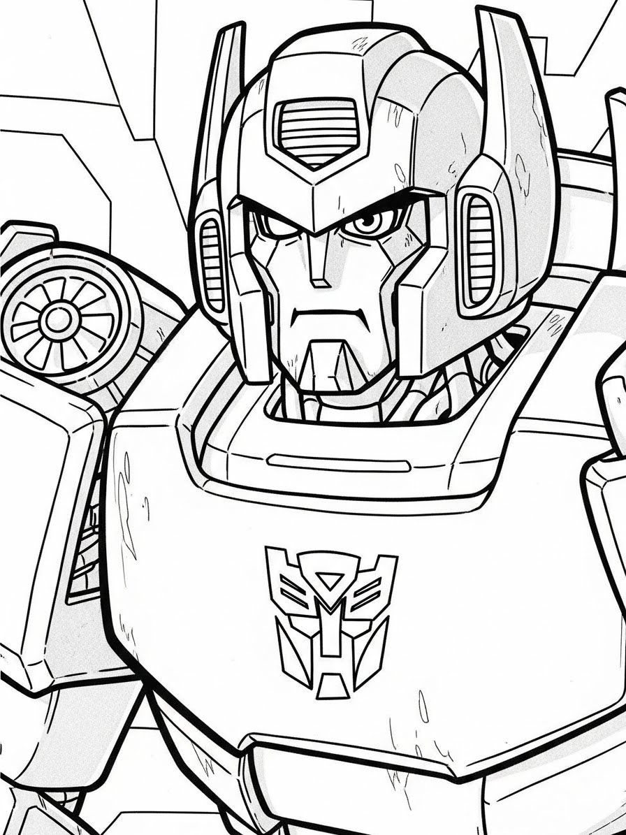 Desenho dos Transformers com personagem em detalhe para colorir