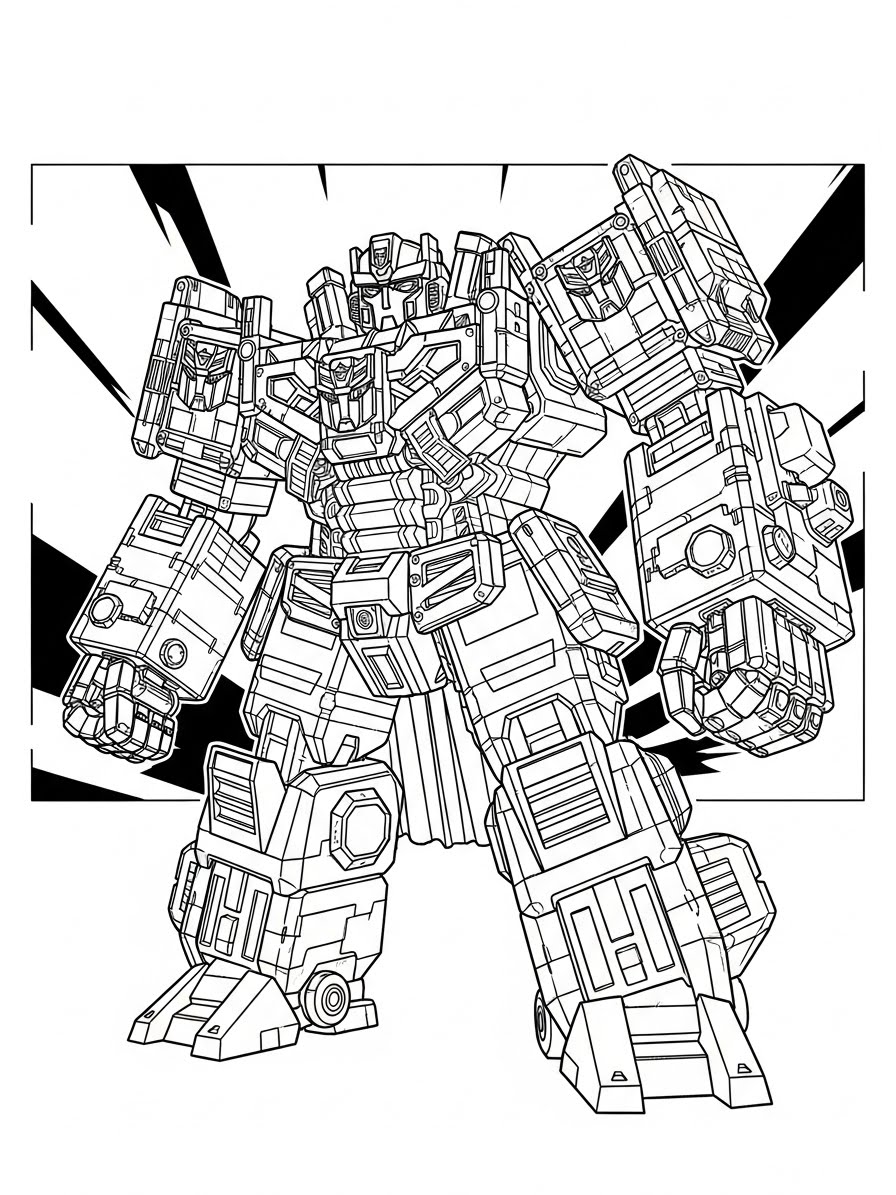 Desenho dos Transformers com robô gigante para colorir