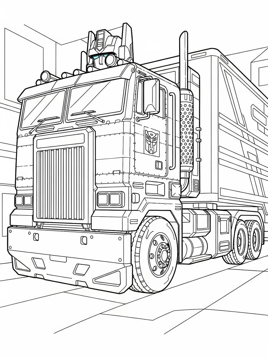 Desenho dos Transformers optimus prime caminhão para colorir