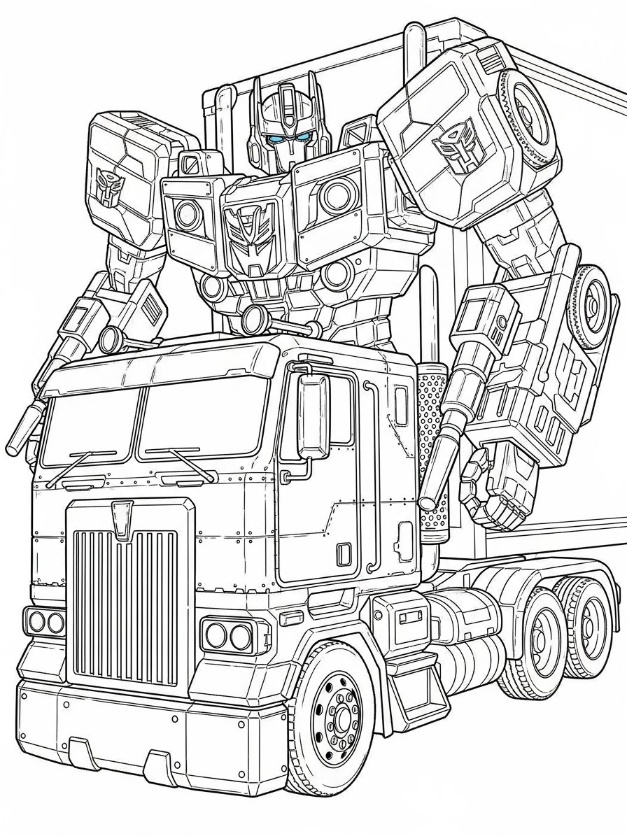 Desenho dos Transformers caminhão optimus prime para colorir