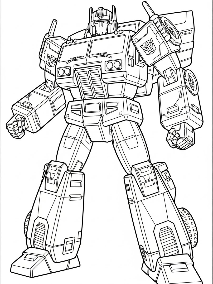 Desenho dos Transformers com o optimus prime para colorir