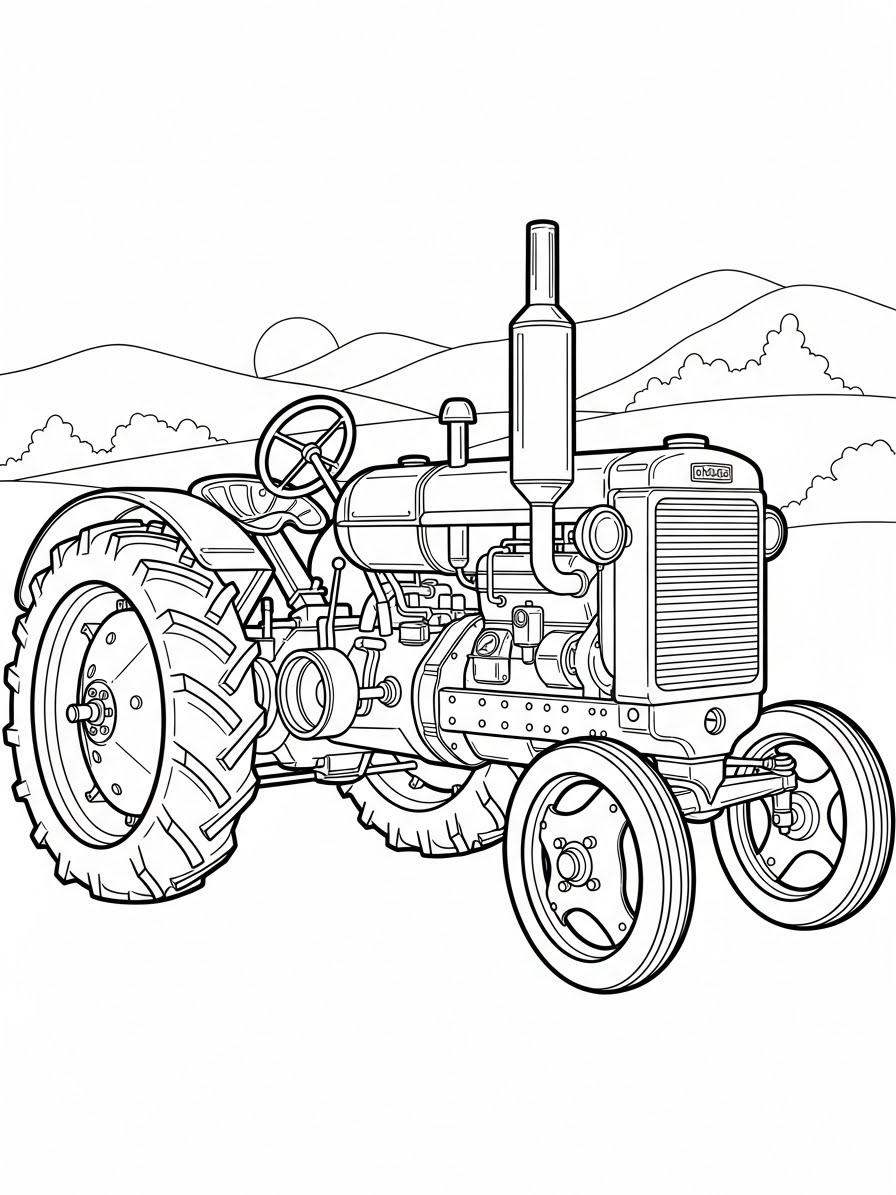 Desenho de Trator simples para colorir
