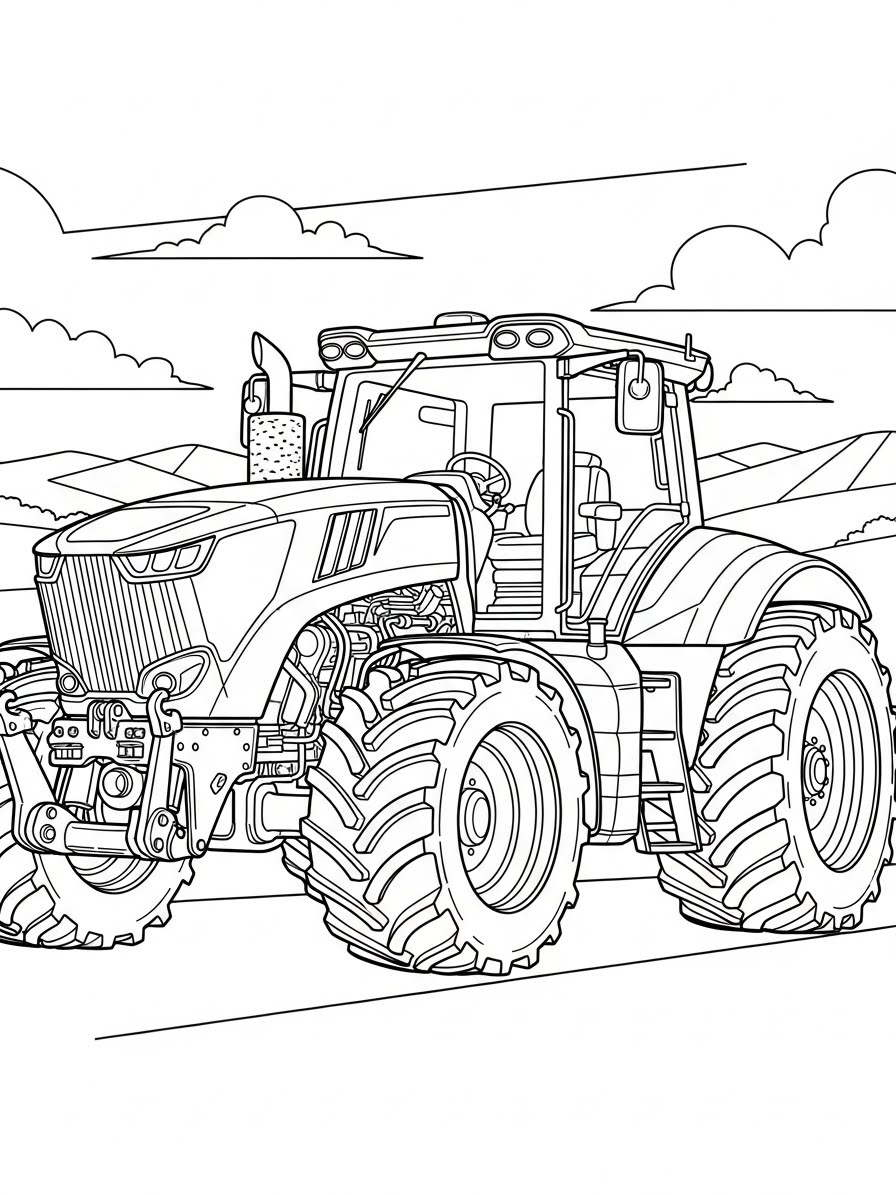 Desenho de Trator realista para colorir