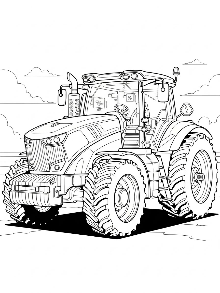 Desenho de Trator moderno para colorir