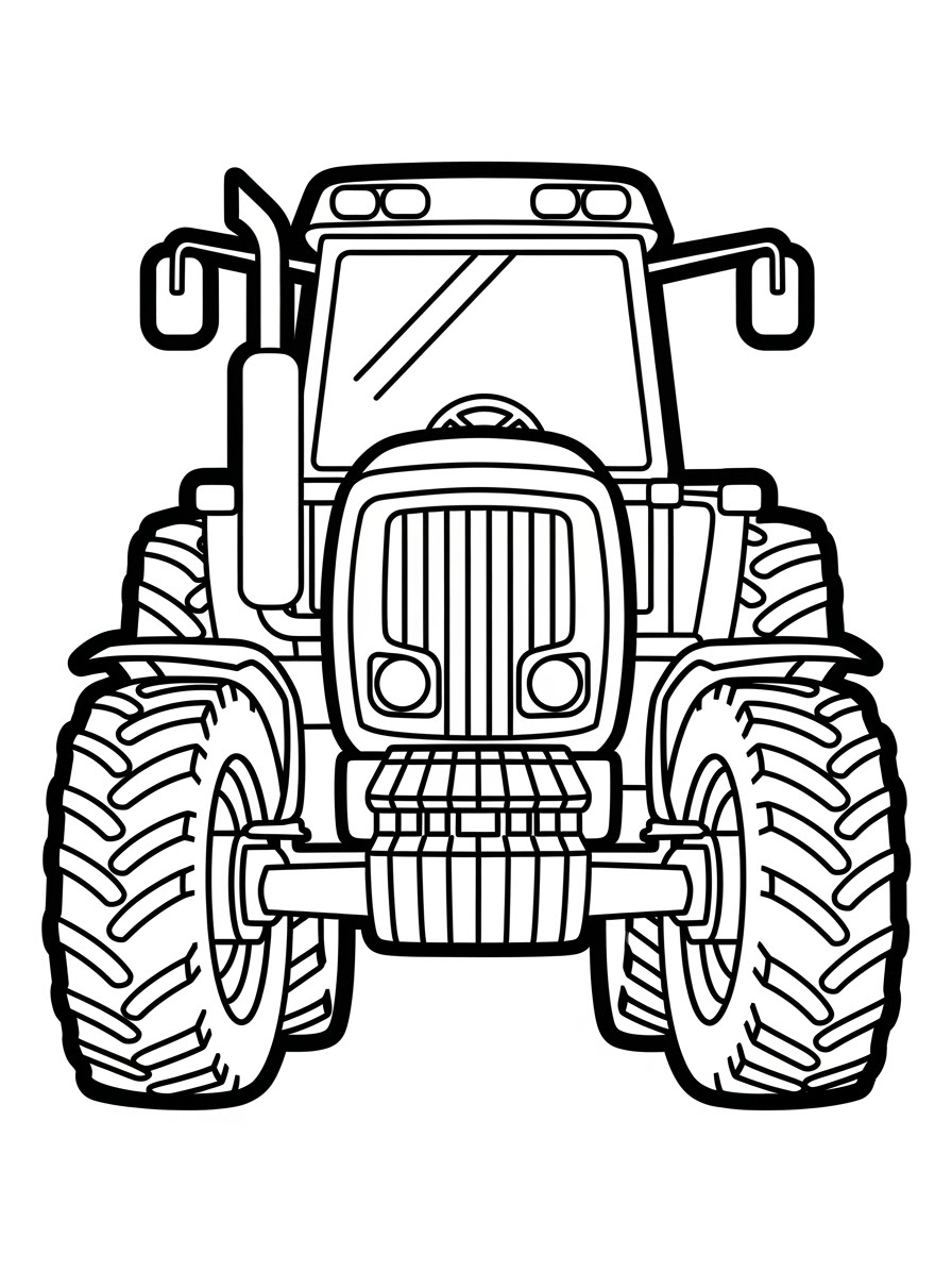 Desenho de Trator com detalhes grandes para colorir