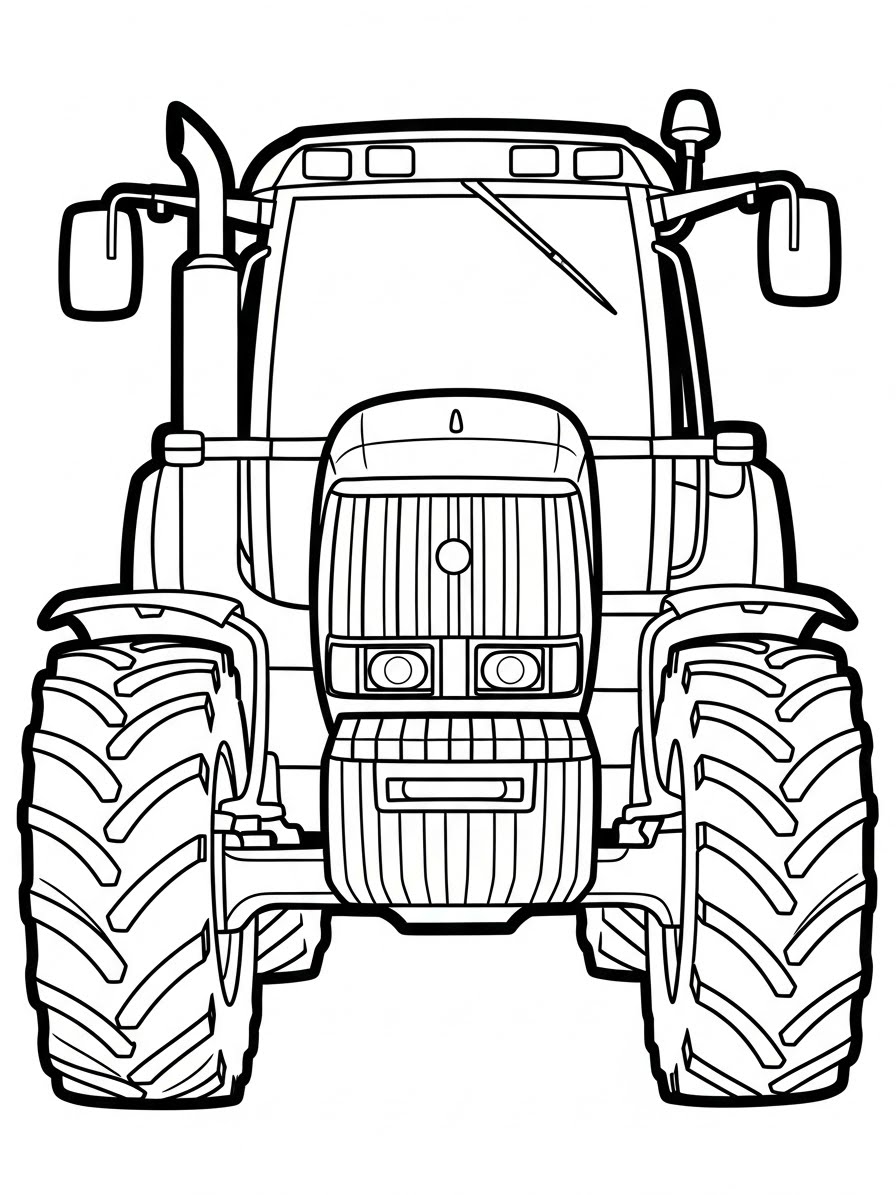 Desenho de Trator para colorir fácil e realista
