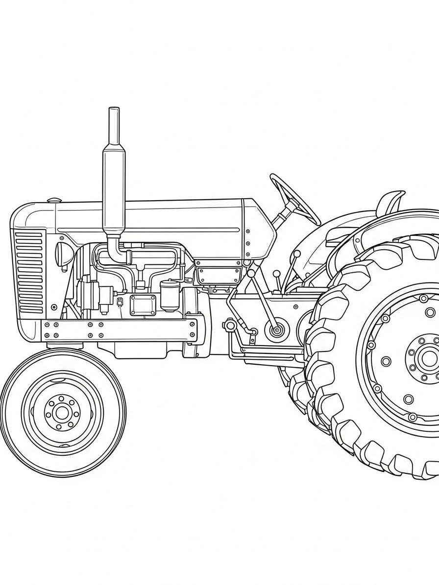 Desenho de Trator simples para colorir