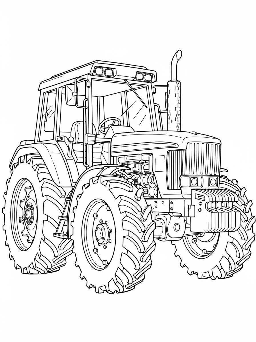 Desenho de Trator para colorir de forma simples