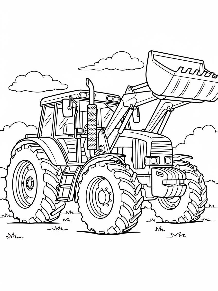 Desenho de Trator realista para colorir