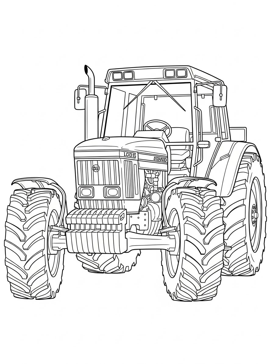 Desenho de Trator realista para colorir