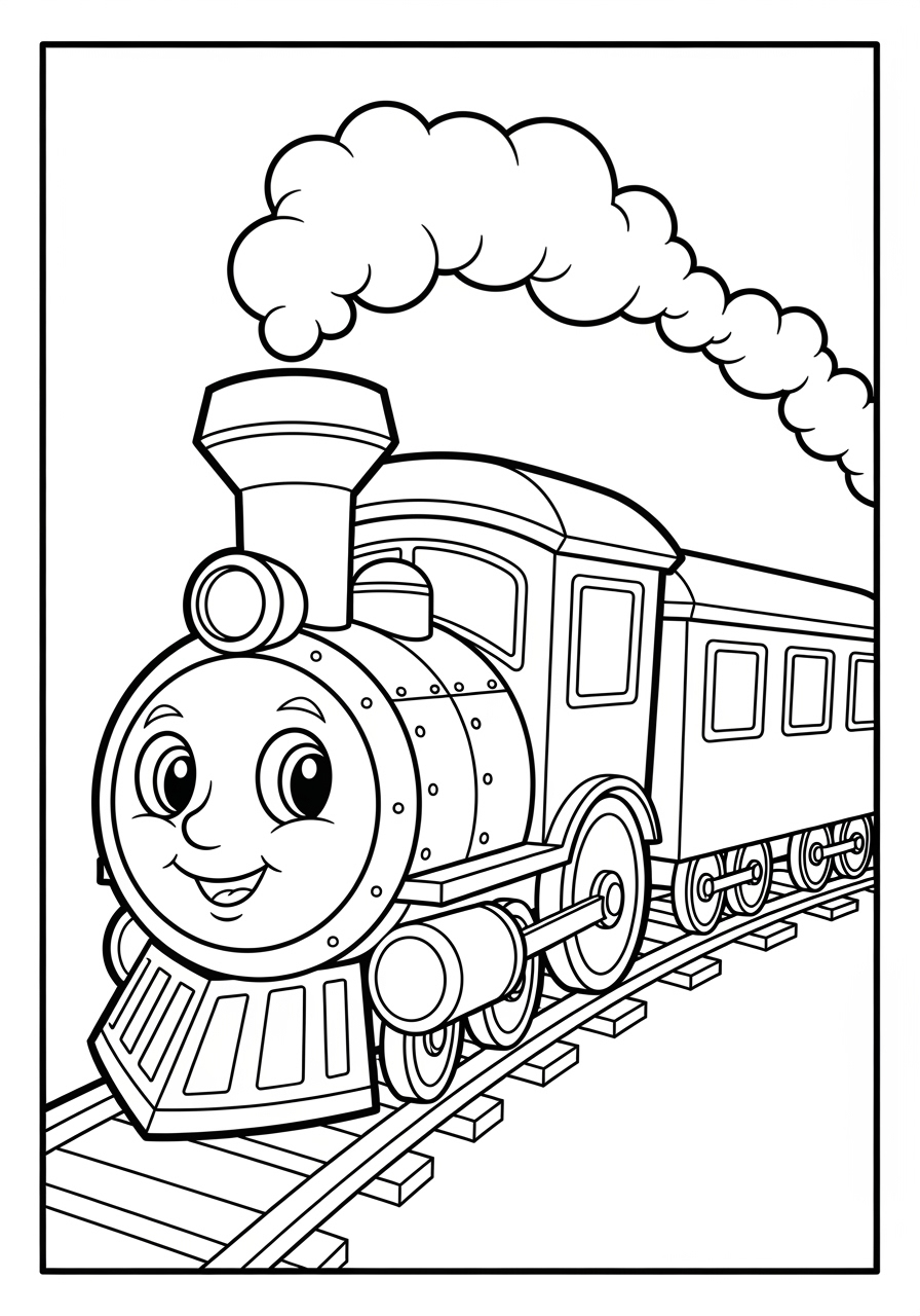 Desenho do Trem Simples e Fofo para colorir