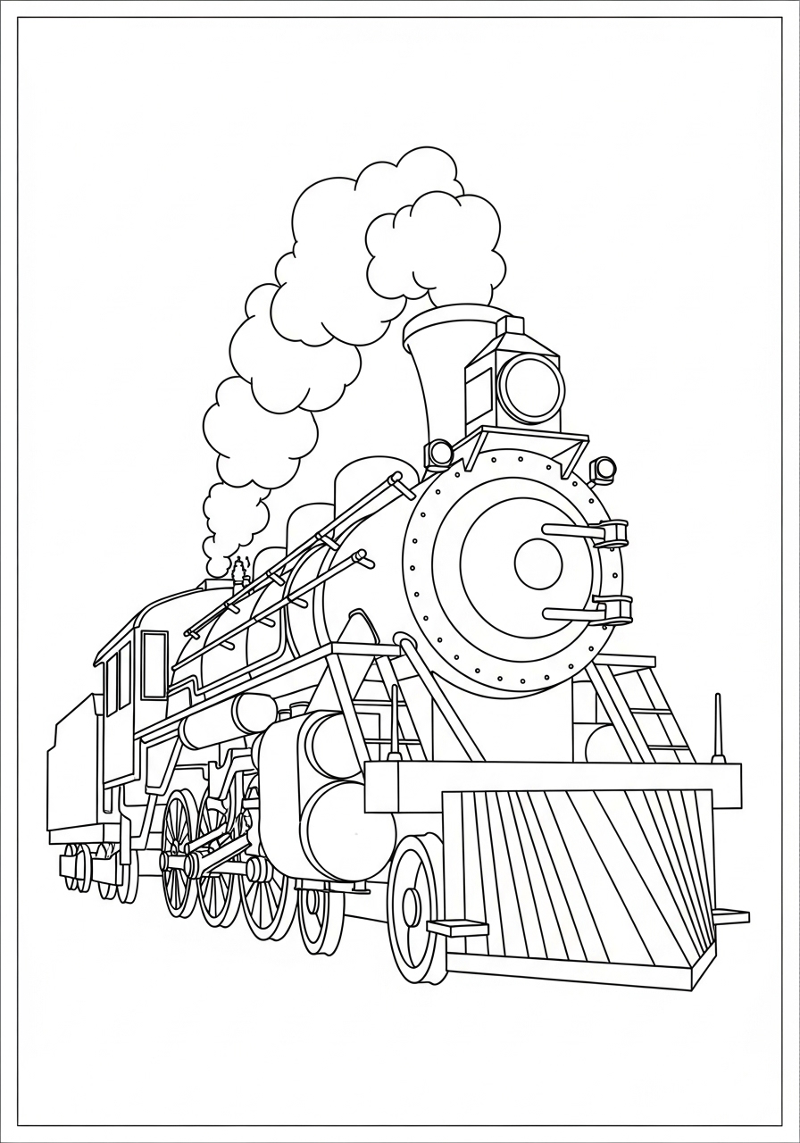 Desenho de Trem a Lápis para colorir com fumaça saindo