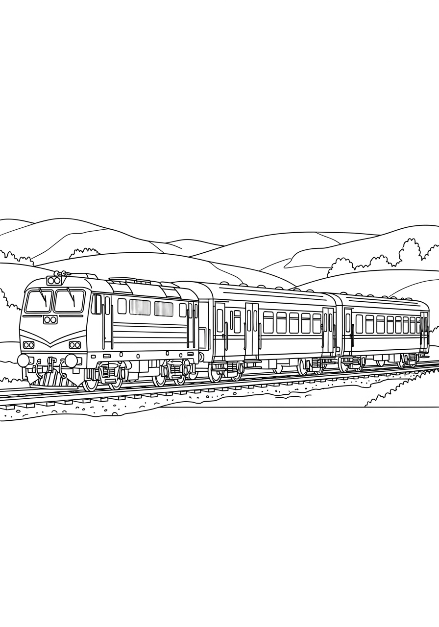 Desenho do Trem realista simples para colorir
