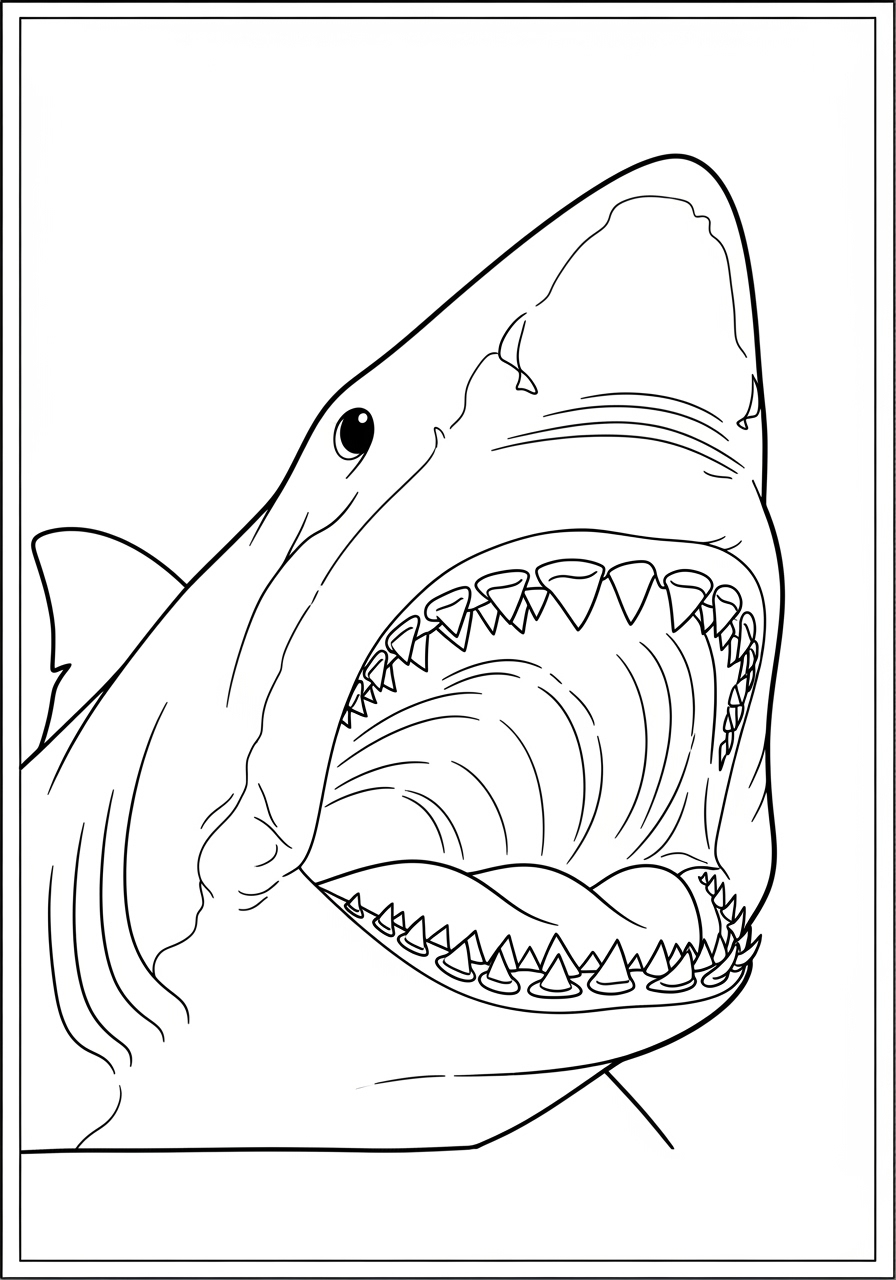 Desenho Tubarão com boca aberta para colorir
