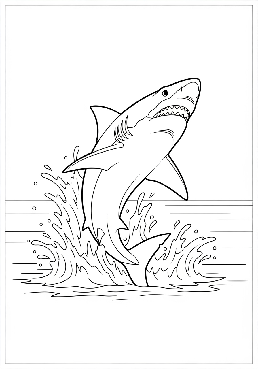 Desenho Tubarão saltando da água para colorir