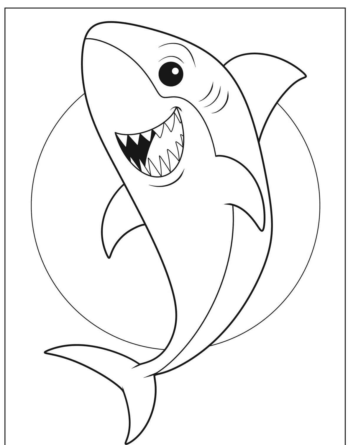 Desenho de Tubarão sorrindo simples para colorir