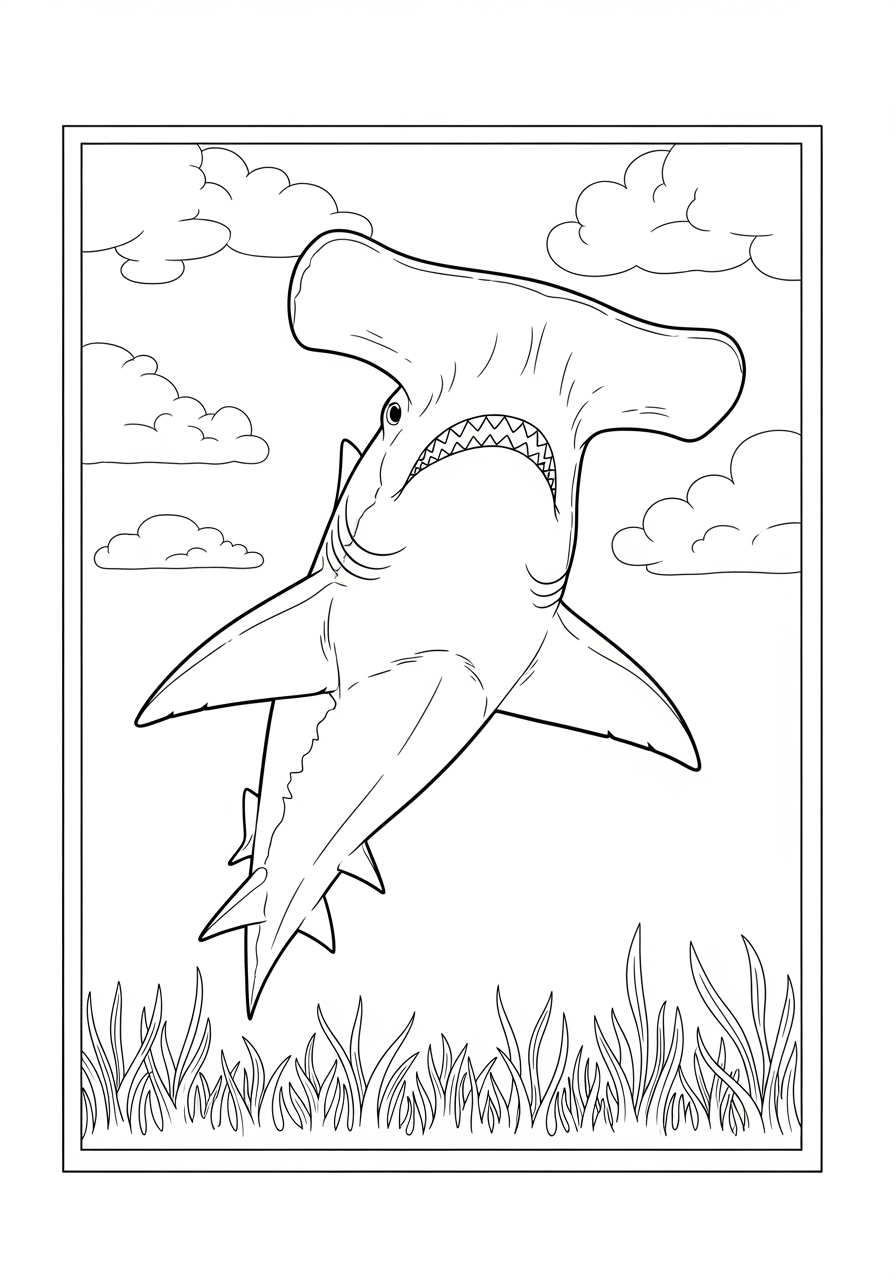 Desenho Tubarão Martelo realista para colorir